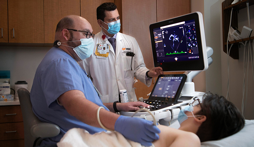 A patient undergoes an echocardiogram.